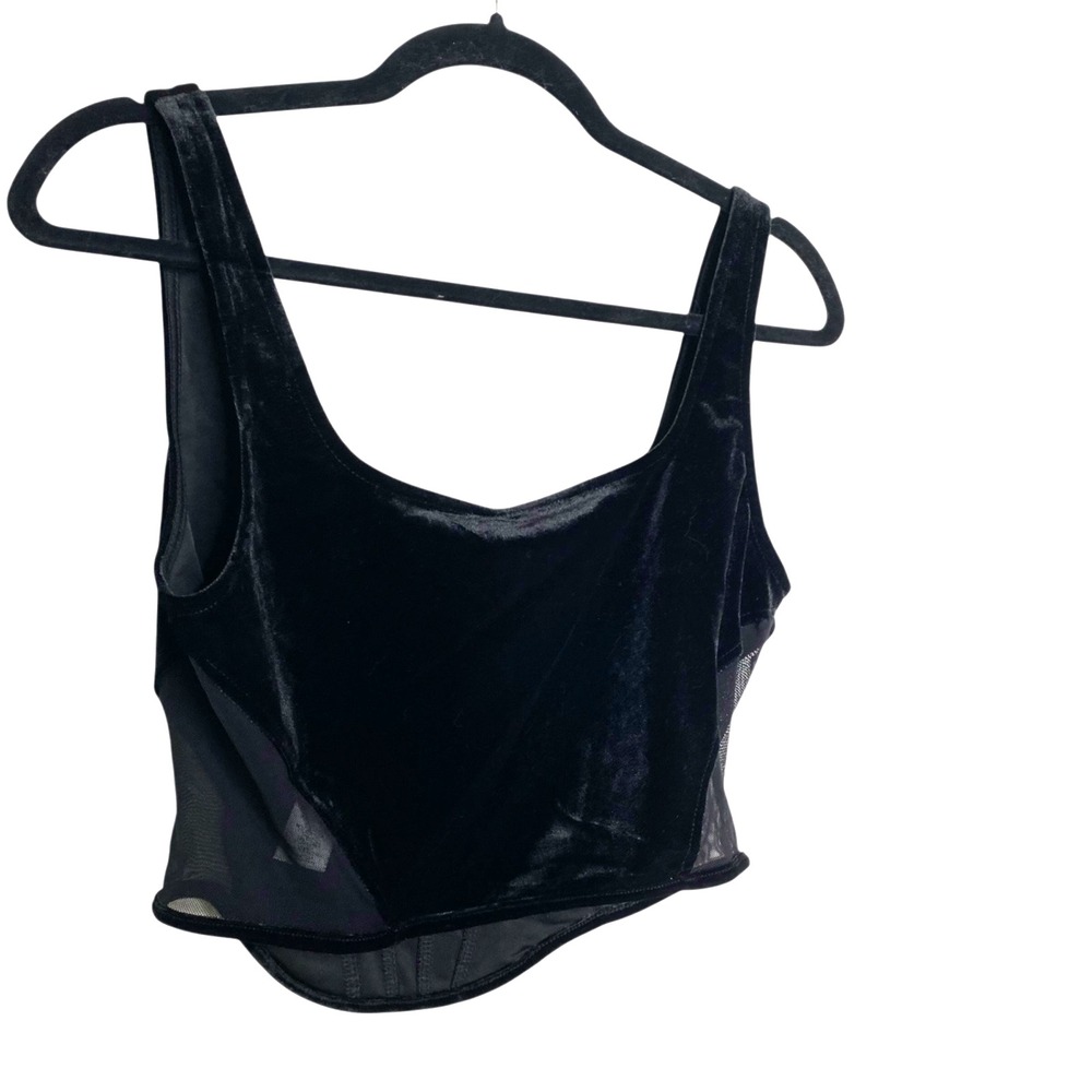 Mixed Threads Velvet Mesh Sides Whimigoth Dark Coquette Corset Top Black Size M